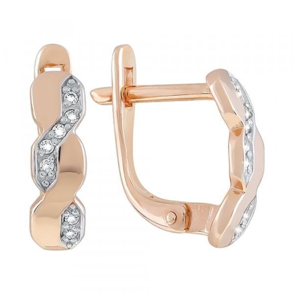 Золотые серьги с фианитами № 120634