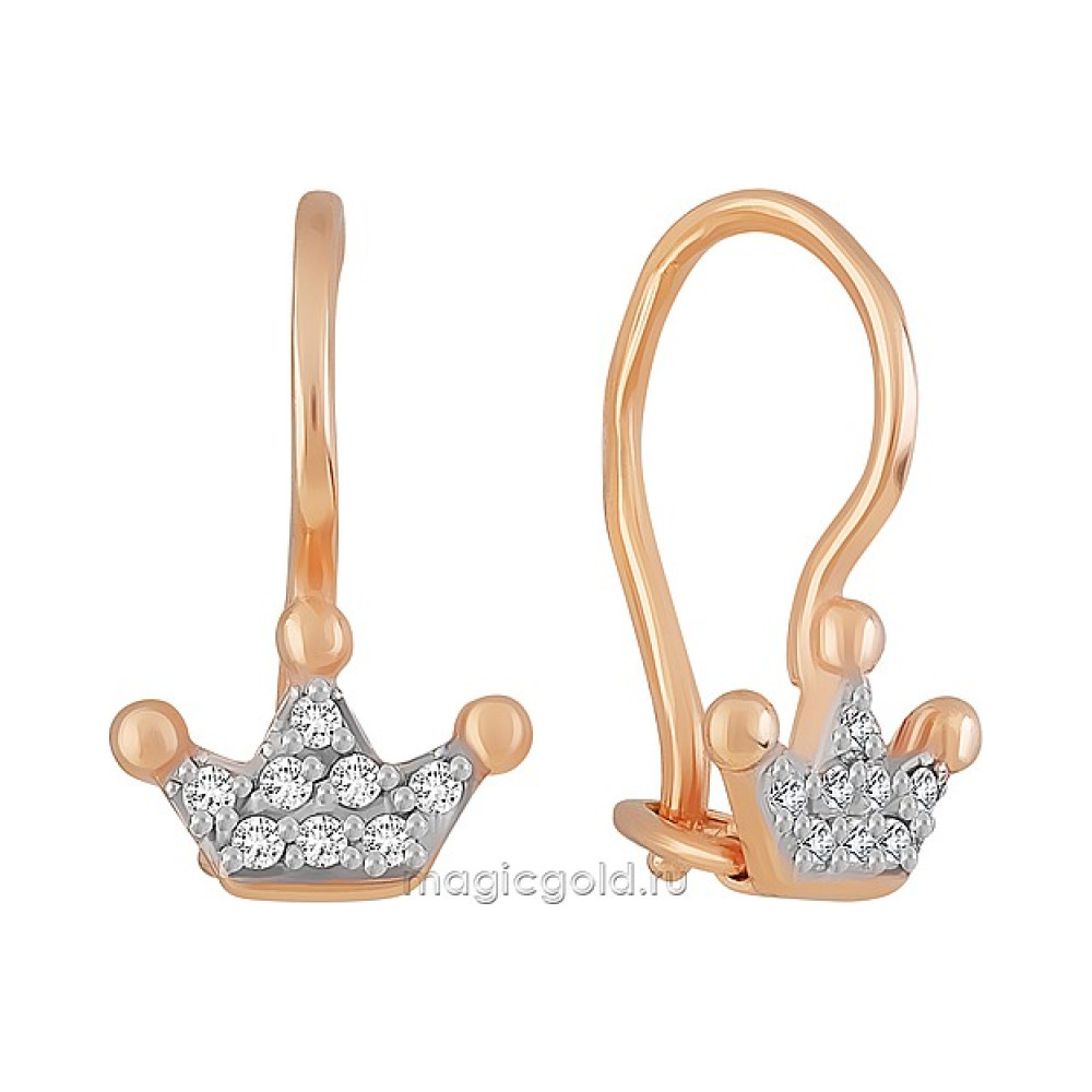 Золотые серьги с фианитом № 163890
