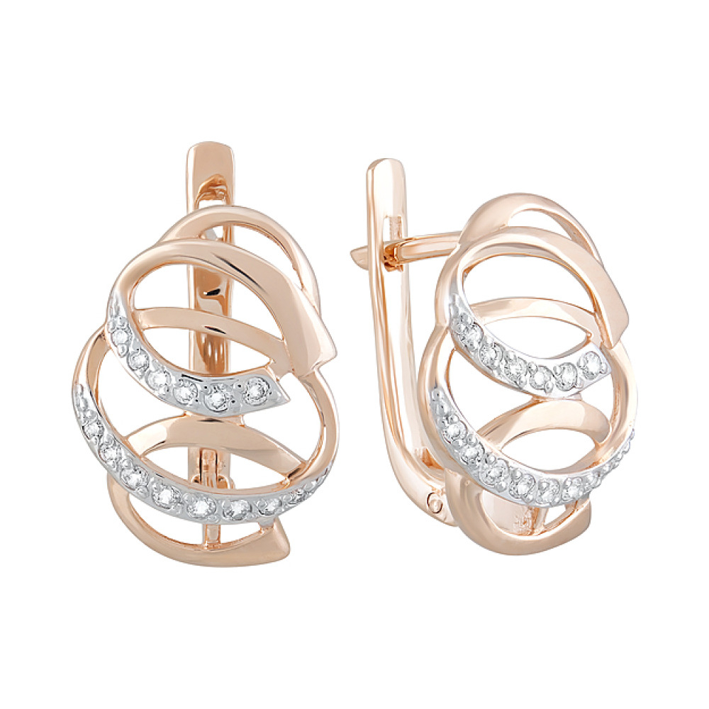 Золотые серьги с фианитами № 124745