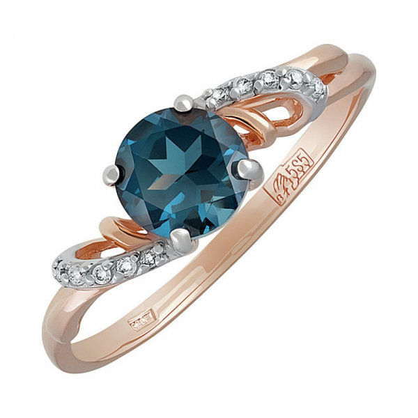 Золотое кольцо с топазом и фианитом № 133377