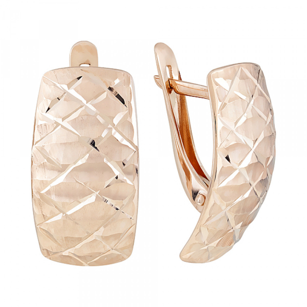 Золотые серьги без камня с алмазкой № 123986