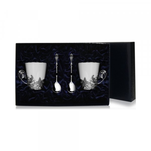 Набор серебряная чайная пара «Тетерев»