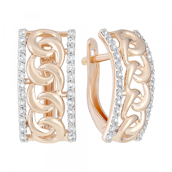 Золотые серьги с фианитами № 129195