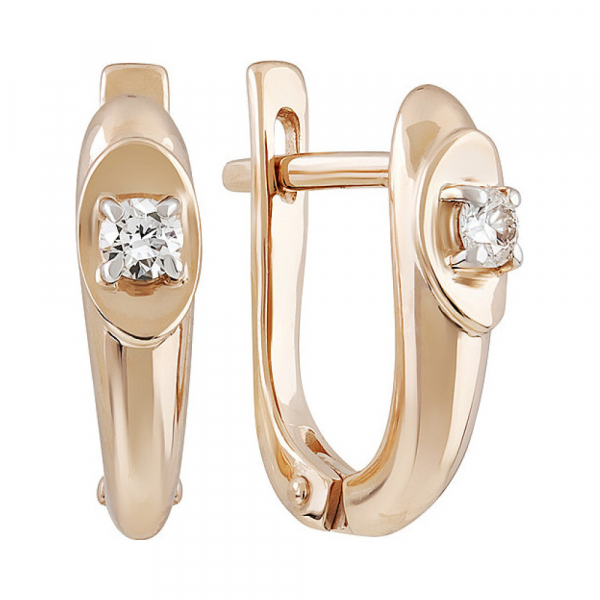 Золотые серьги с бриллиантом № 135361