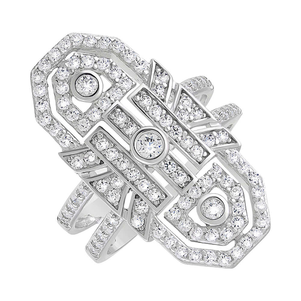 Серебряное кольцо с фианитами № 127681