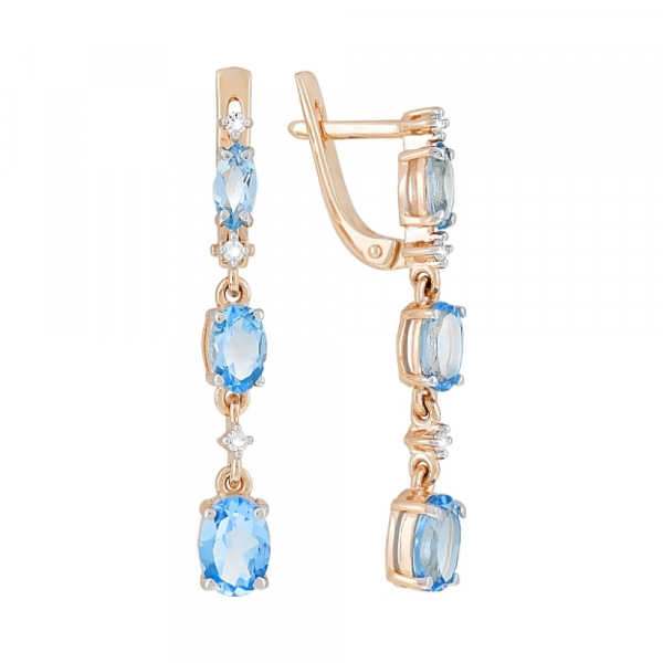 Золотые серьги с топазом и фианитом № 120324