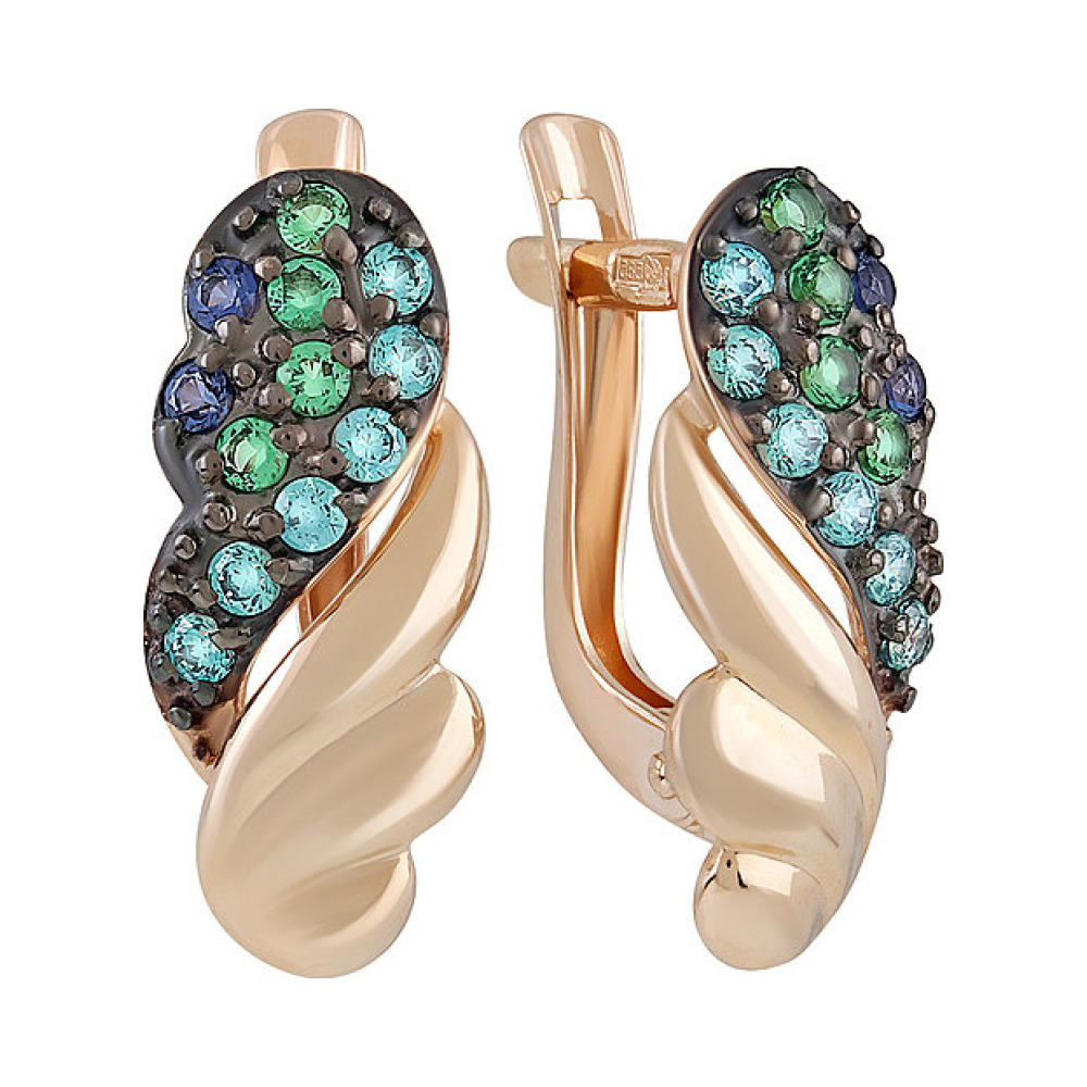 Золотые серьги с фианитом № 135973