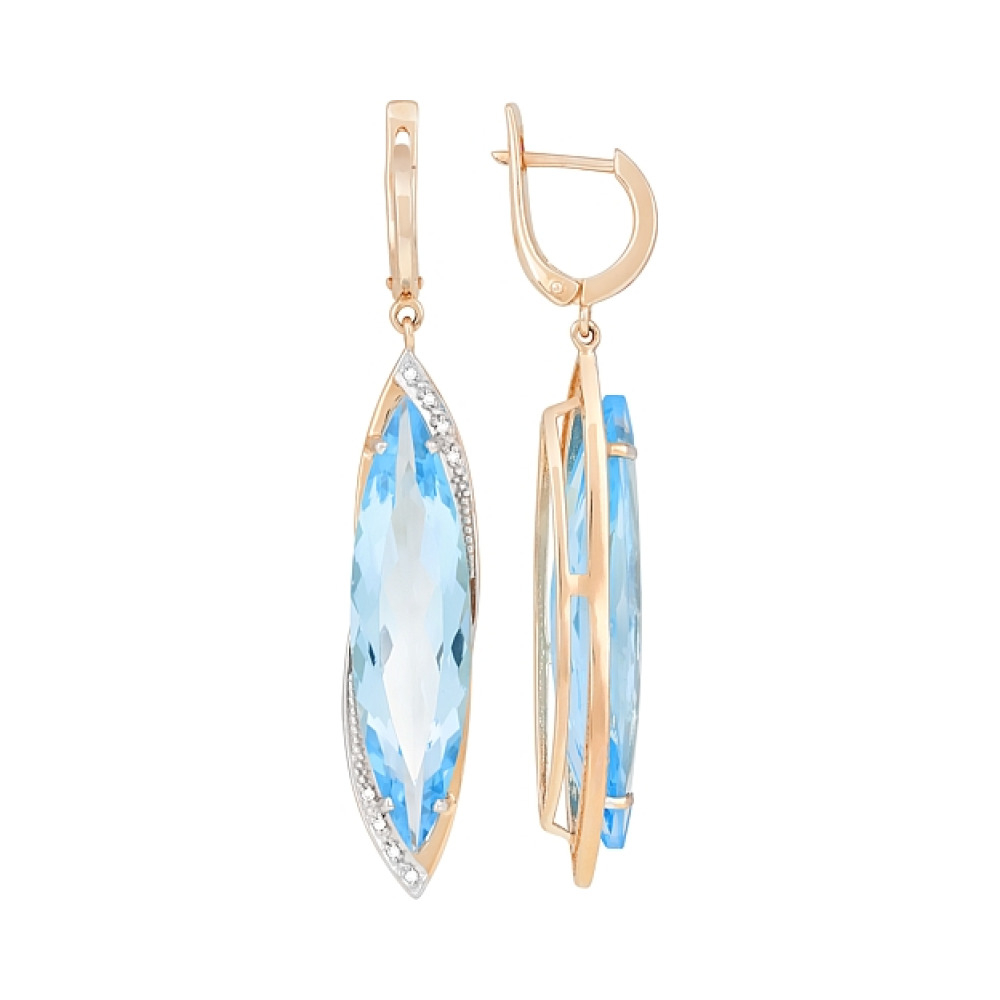 Золотые серьги с топазом и фианитом № 95925