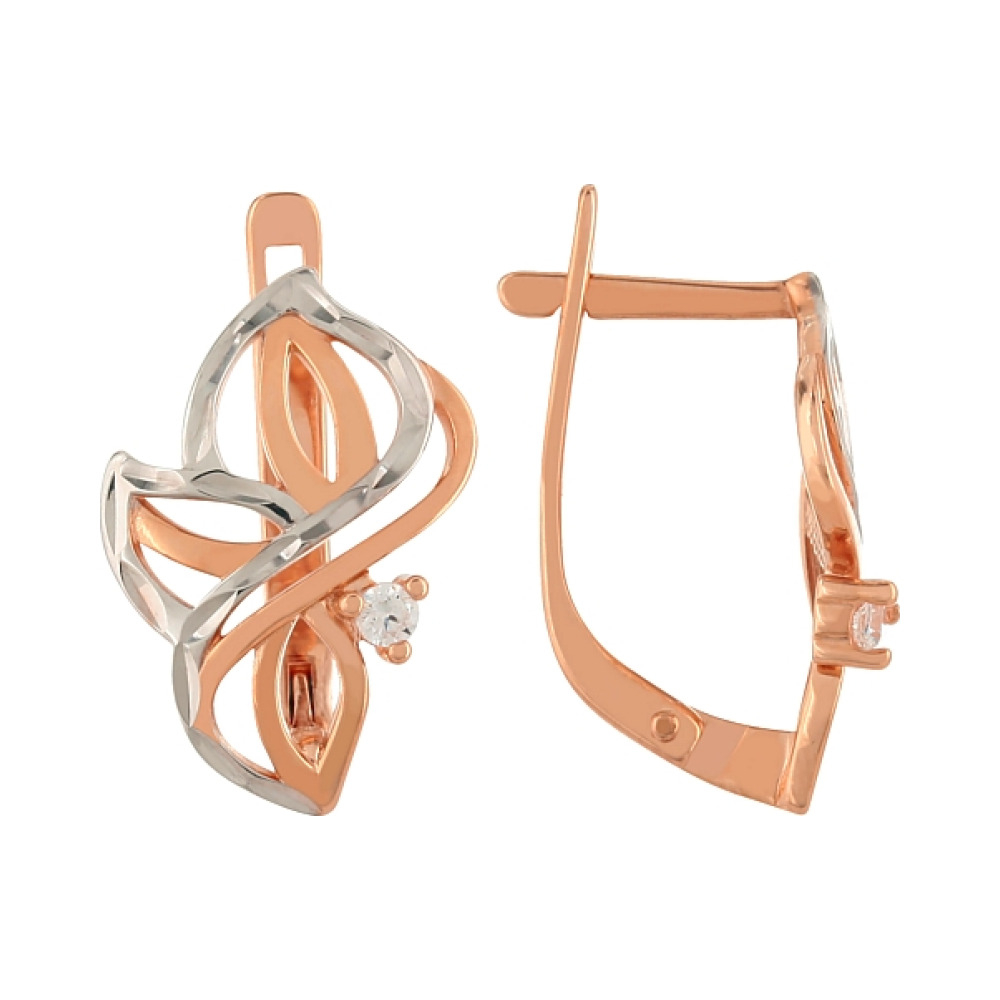 Золотые серьги с фианитом № 97134