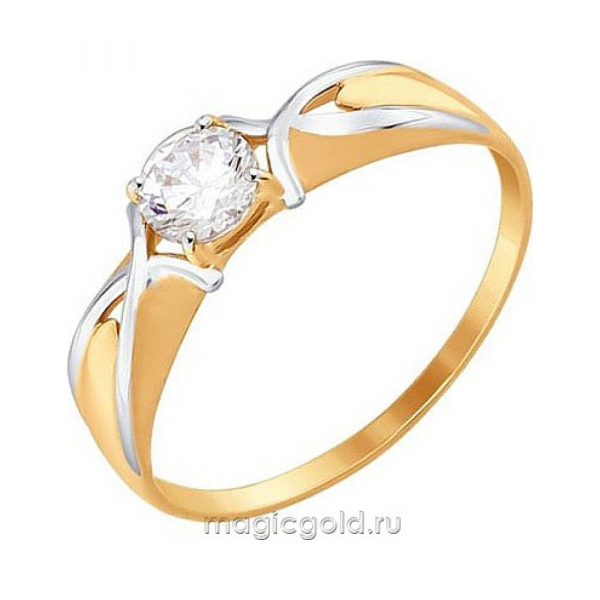 Золотое кольцо с фианитом № 163859
