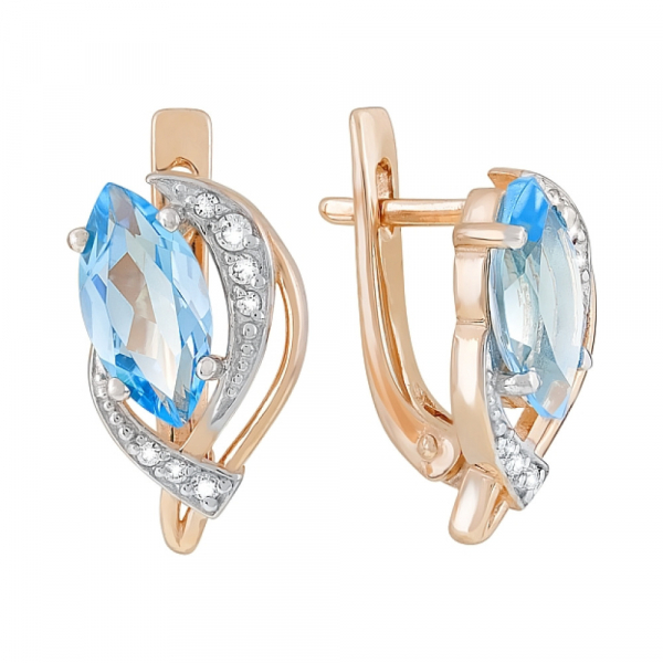 Золотые серьги с топазом и фианитом № 120760