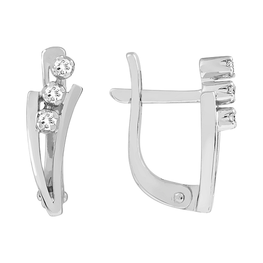 Золотые серьги с бриллиантом № 72664