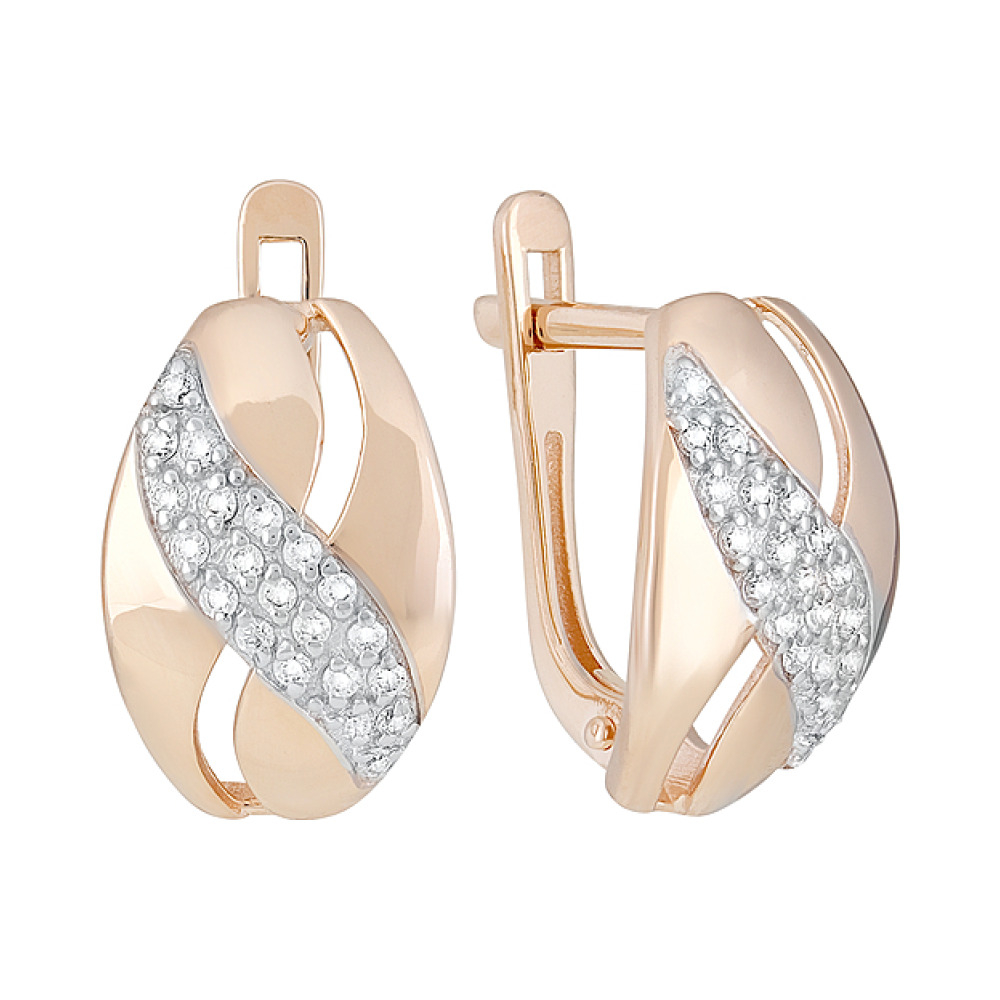 Золотые серьги с фианитами № 129228