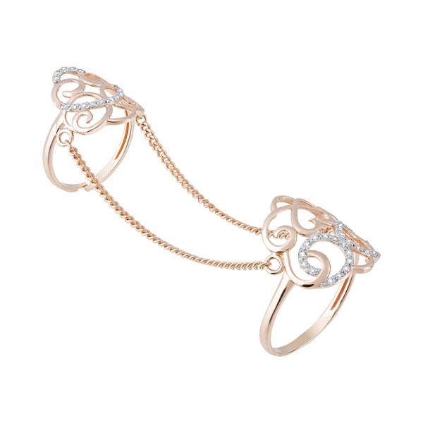 Золотое кольцо с фианитами № 127388