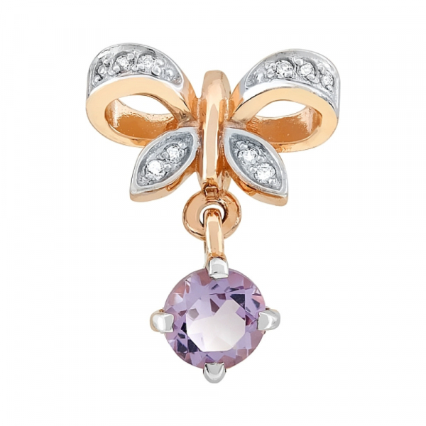 Золотая подвеска с аметистом и фианитом № 112876