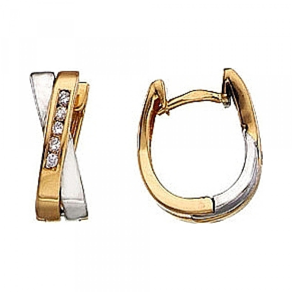 Золотые серьги с бриллиантом № 3713