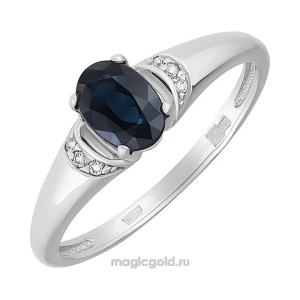 Золотое кольцо с бриллиантом и сапфиром № 159093