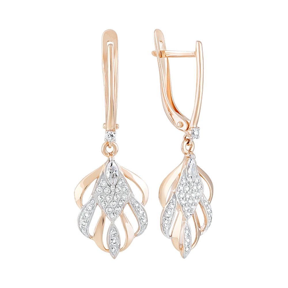 Золотые серьги с фианитами № 128988