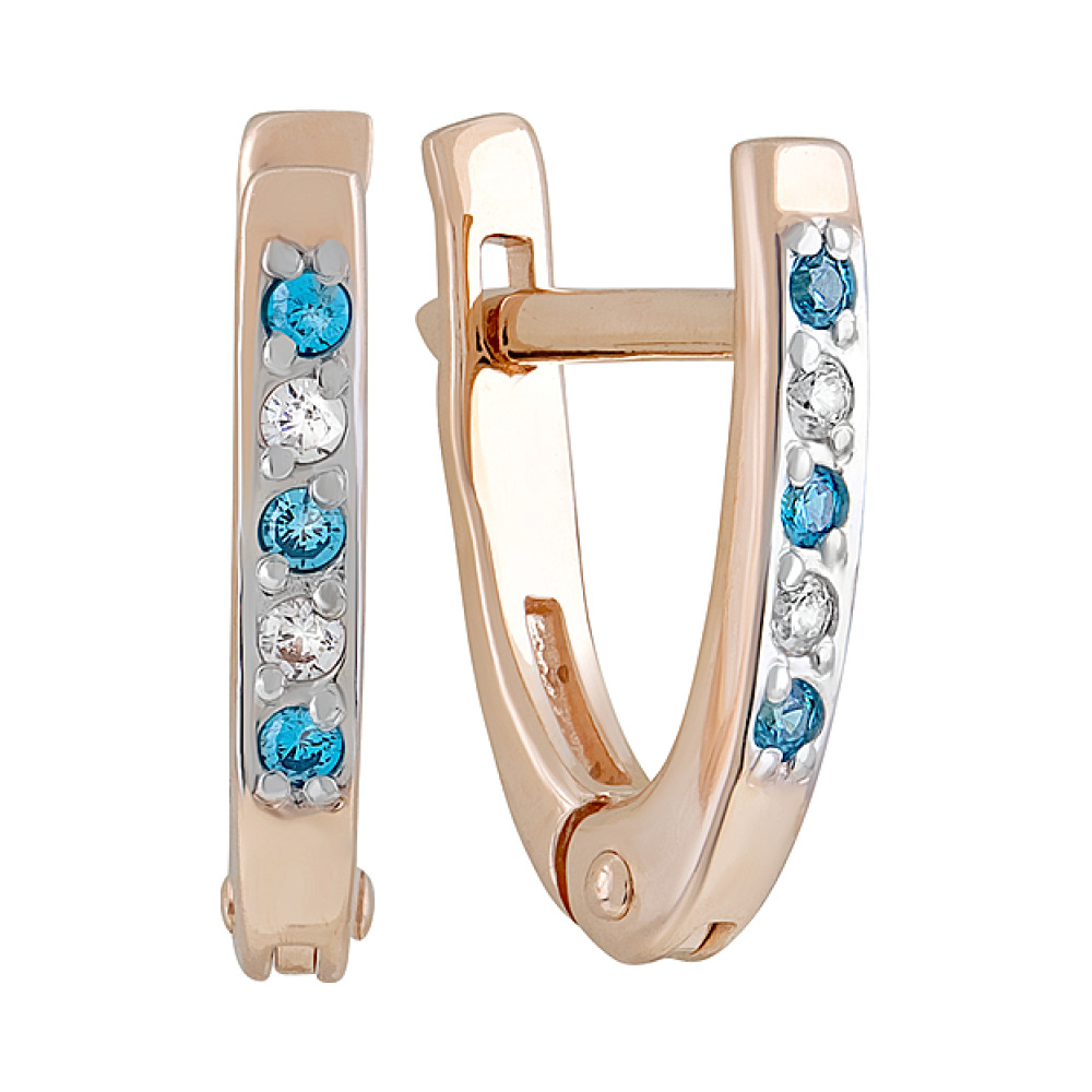 Золотые серьги с фианитом № 109989