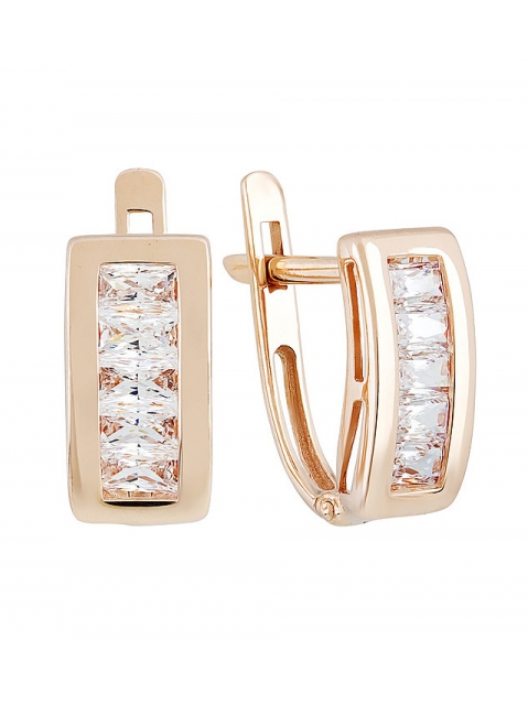 Золотые серьги с фианитом № 130068