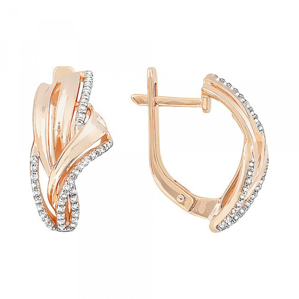 Золотые серьги с фианитом № 114124