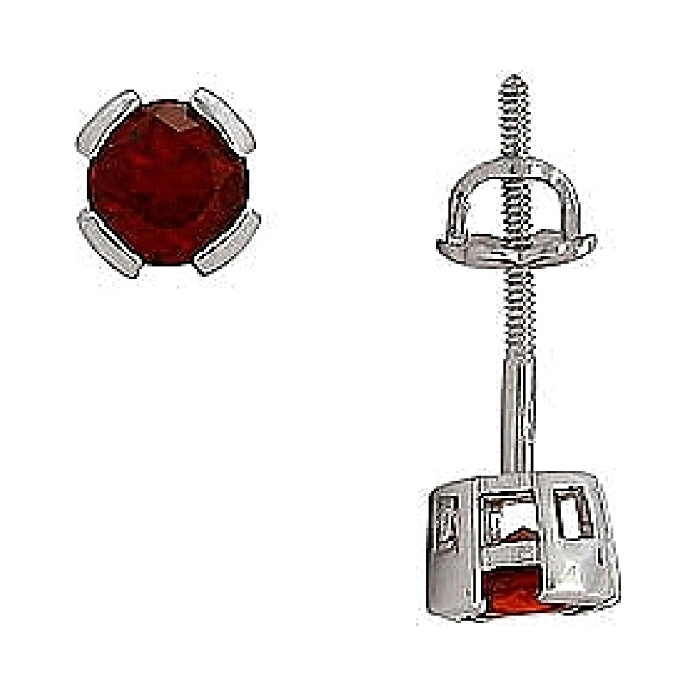Серебряные серьги с гранатом № 70883