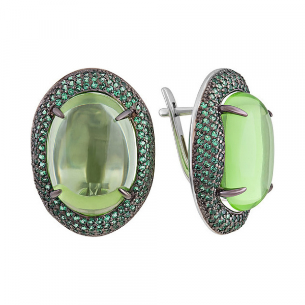 Серебряные серьги с алпанитом и фианитом № 132539