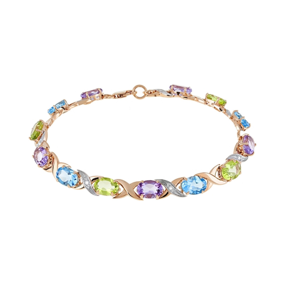 Золотой браслет с полудраг. вставками и фианитом № 118567