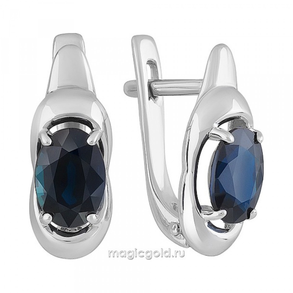 Золотые серьги с сапфиром № 141950