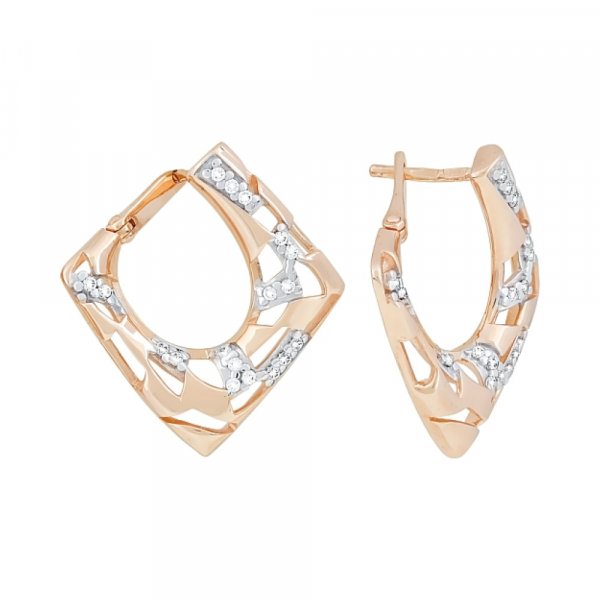 Золотые серьги с фианитами № 117829