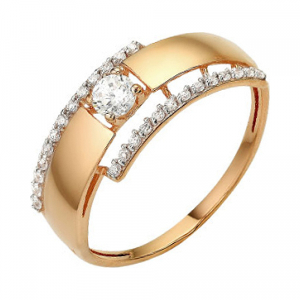 Золотое кольцо с фианитом № 141153