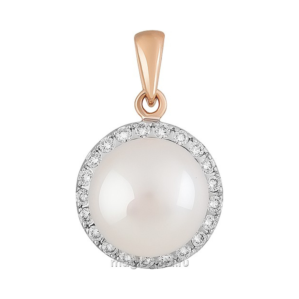 Золотая подвеска с жемчугом и фианитом № 156541