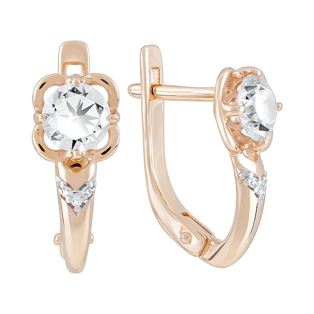 Золотые серьги с фианитами № 121975