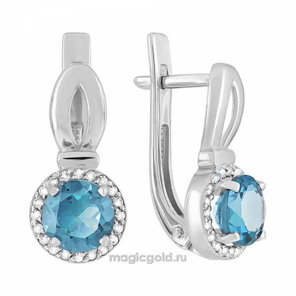 Золотые серьги с топазом и фианитом № 121031