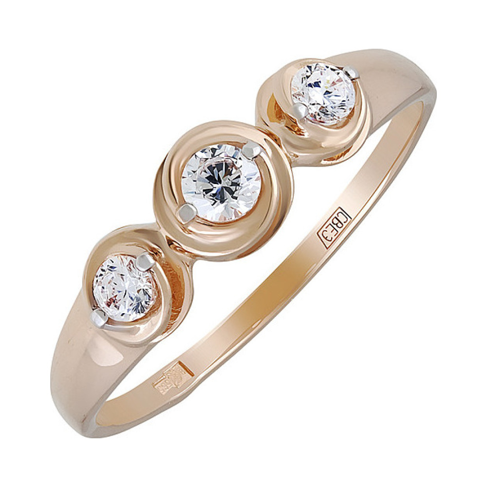 Золотое кольцо с фианитом № 134941