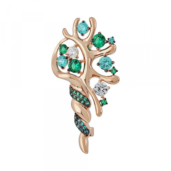 Золотая брошь с фианитами № 138509