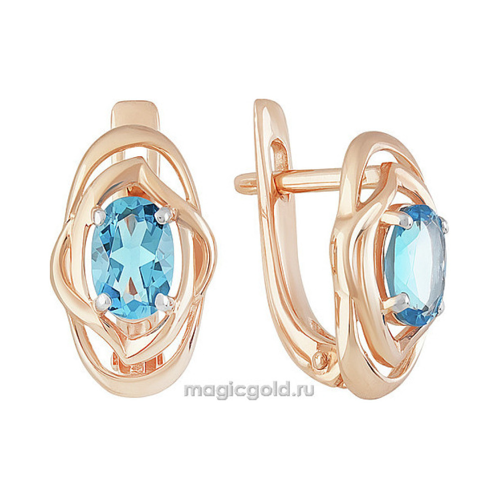 Золотые серьги с топазом № 158935