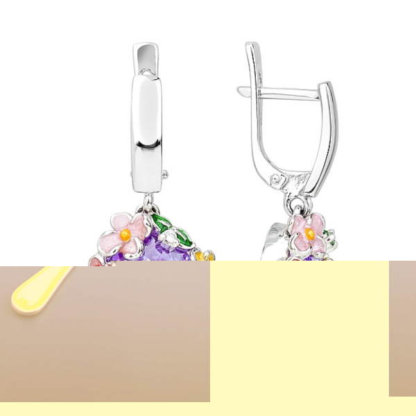 Серебряные серьги с фианитом № 70866