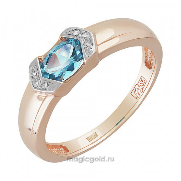 Золотое кольцо с топазом и фианитом № 158813