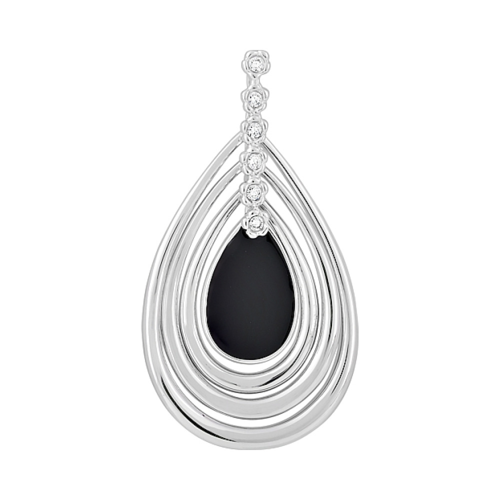 Серебряная подвеска с фианитом и эмалью № 115242