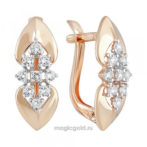 Золотые серьги с фианитом № 139978