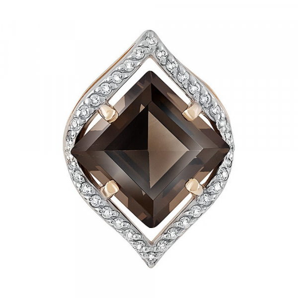 Золотая подвеска с раухтопазом и фианитом № 131764