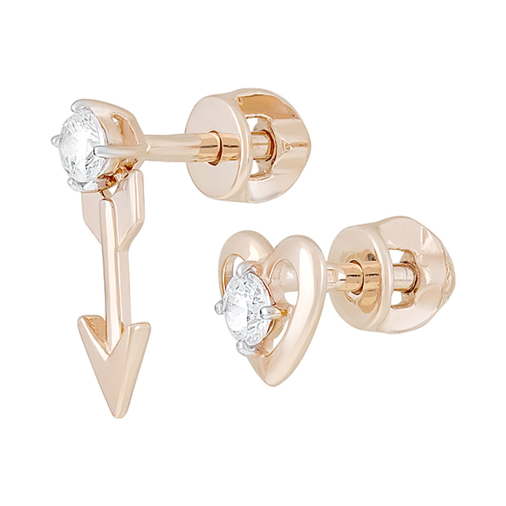 Золотые серьги с фианитами № 128002