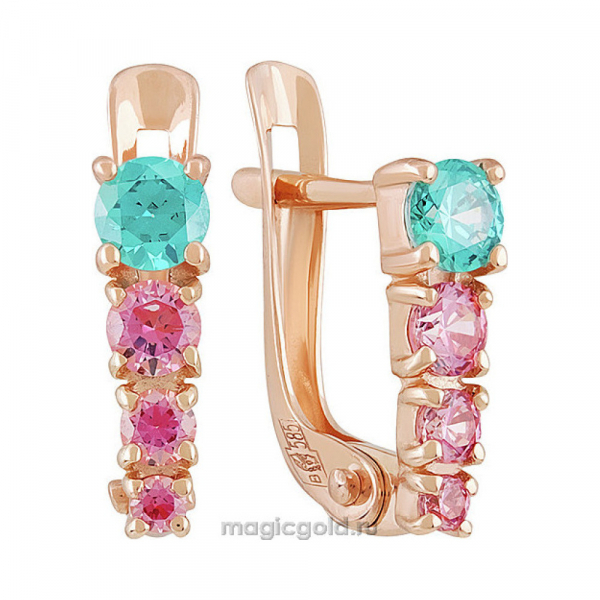 Золотые серьги с фианитом № 139961