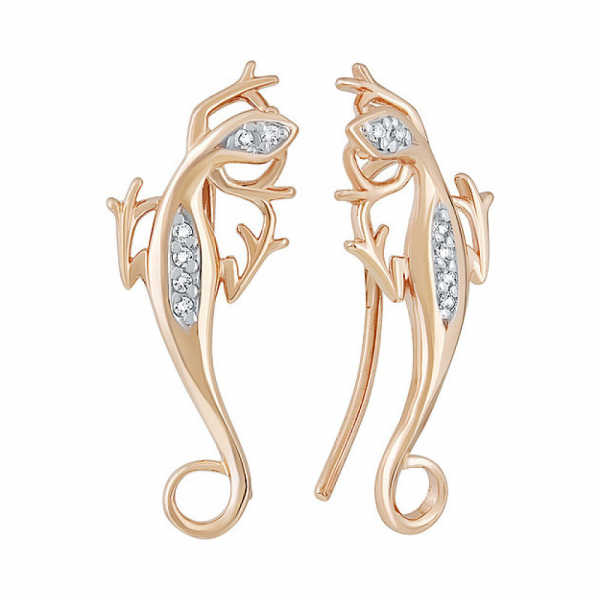 Золотые серьги с фианитом № 135915