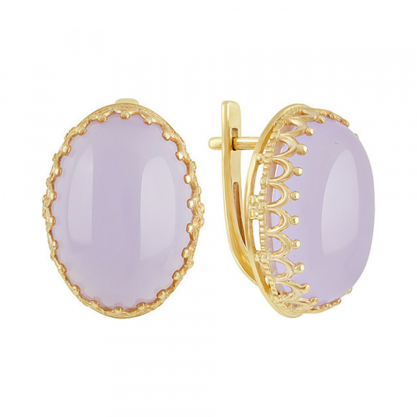 Серебряные серьги с алпанитом  и золотым покрытием № 132374