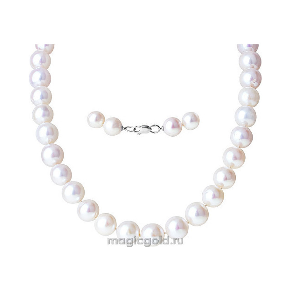 Серебряное колье с жемчугом № 162238