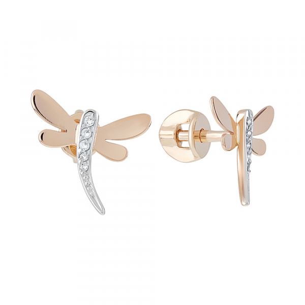 Золотые серьги с фианитами № 129105