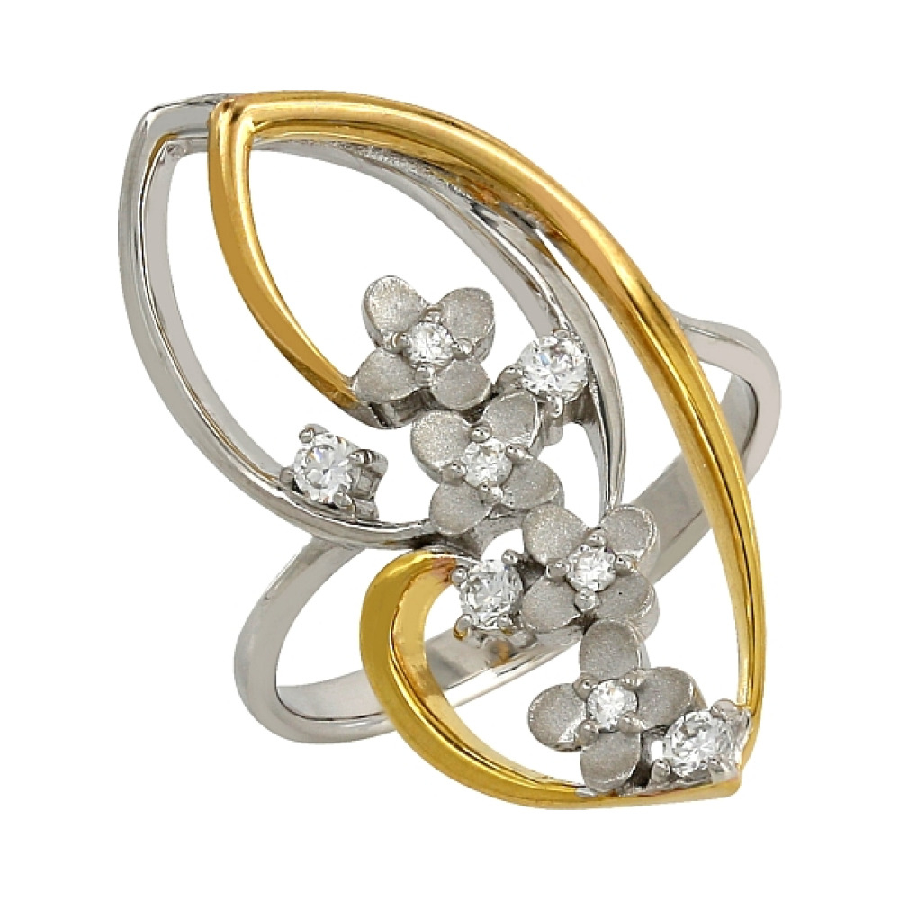 Серебряное кольцо с фианитами № 106230