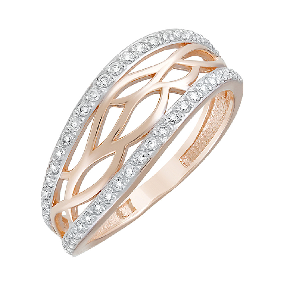 Золотое кольцо с фианитами № 126144